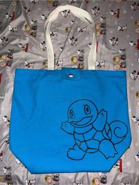 Pokemon Blue Squirtle Tote with Cream/White Straps